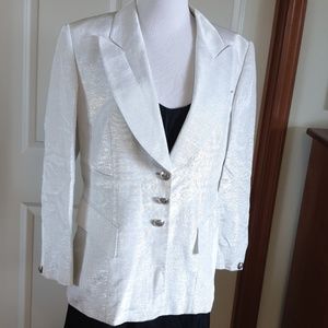 ESCADA MARGARETHA LEY 1980s vintage silver blazer